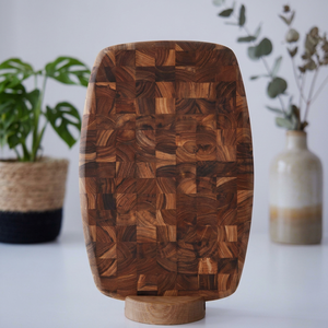 Ensemble de planches à découper en bois d'acacia Ha Le Teak, rectangulaires, 0,8 cm d'épaisseur, 4 pièces, avec support métallique, pour viande et légumes, avec code couleur - Product Image 1
