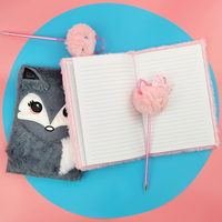 Notebook en peluche haut de gamme, 5 pièces, bon marché, motif de dessin animé de renard en peluche, A5
