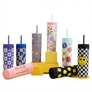 Gobelet Minimaliste Personnalisable avec Logo, en Plastique, à Parois Droites, avec Paille, Capacité 450ml, Élégant et Créatif - Product Image 2