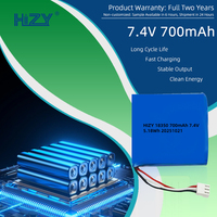 HiZY OEM 7.4V 700mAh 18350 Baterai Lithium-ion Isi Ulang CC/CV Perangkat Portabel Kapasitas Tinggi Kepadatan Energi