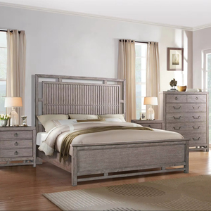 Ensemble de meubles de chambre à coucher de luxe en bois massif, classique, personnalisé, taille King/<span class=keywords><strong>Queen</strong></span>, à prix avantageux pour appartement ZALX-7001 - Product Image 1
