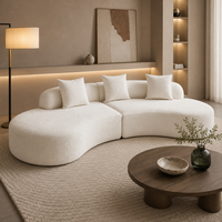 Canapé sectionnel incurvé moderne en chenille blanche, canapé de sol sans cadre tout en mousse pour salon, mobilier de maison