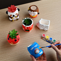 Pot de fleurs créatif en céramique blanche à peindre soi-même, motif animal ou floral, pour enfants, décoration intérieure