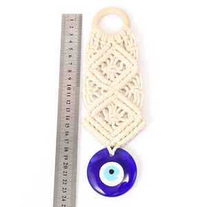 <span class=keywords><strong>Tapisserie</strong></span> murale en macramé bleu œil turc faite à la main, décoration, ornement, pendentifs Nazar, mauvais œil, décoration intérieure pour la bonne chance - Product Image 4