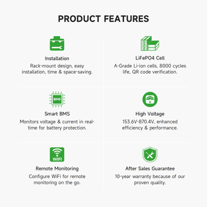 Système de stockage d'énergie KEVOLT, batterie solaire haute tension ESS 50 kWh à 270 kWh, batterie lithium 48 V LiFePO4 - Product Image 2