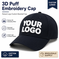 Gorra de béisbol personalizada con bordado 3D en relieve, logotipo en relieve, estructurada, de seis paneles, de algodón, para promoción de marcas de ropa urbana.