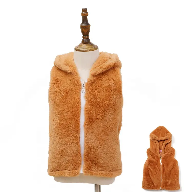 Manteau chaud sans manches en fourrure pour mère et fille, design personnalisé, avec fermeture éclair, vente en gros, collection