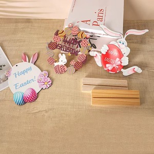 New cross-border Easter bunny wooden desktop ornament, dining table decoration sign - Product Image 3