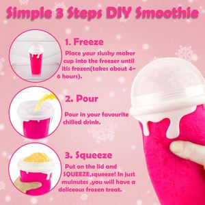 Custom Logo Double Layer Silicone <b>Ice</b> Cream <b>Maker</b> Slushy Cooling Cup with Straw Spoon Stocked - Product Image 3