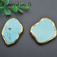 Vente en gros de perles de forme irrégulière en plaqué or, forme libre, bleu Howlite, pierre de turquoise synthétique, pour la fabrication de colliers