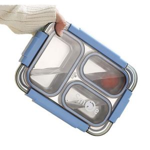 304 Stainless Steel Compartments Sealed <b>Lunch</b> <b>Box</b> Student <b>Lunch</b> <b>Box</b> Large Capacity with Spoons and Chopsticks - Product Image 1