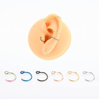 Promo! Perhiasan Telinga Septum Imitasi Baja Anti Karat, Cincin Hidung Model Obtuse, Cincin Bibir Model Fish Hook Tanpa Tindik untuk Wanita dan Pria