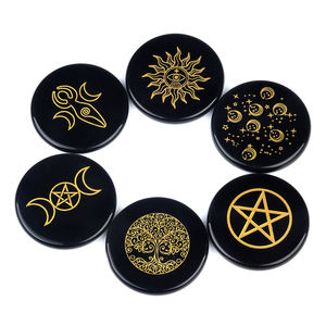 Pierre de méditation <span class=keywords><strong>en</strong></span> obsidienne noire naturelle, pierre d'inquiétude, rune, chakra, gravure, sous-verre <span class=keywords><strong>en</strong></span> cristal, guérison énergétique, cristaux artisanaux - Product Image 3