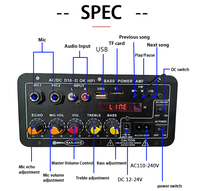 Amplificateur audio de voiture avec son super clair, coque en fer noir, circuit imprimé D10II, radio BT, USB, TF, double microphone, télécommande