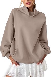 Sweat-shirts et pulls molletonnés décontractés pour femmes, <span class=keywords><strong>col</strong></span> montant, personnalisables avec logo imprimé, en coton, coupe oversize - Product Image 5