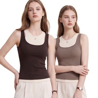 Gilet thermique sans manches de haute qualité pour femme, color block, en mélange de laine, idéal pour l'hiver, le bureau et le quotidien