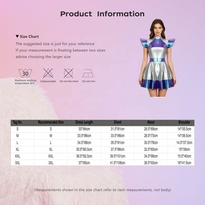 Vestido Metálico para Mujer, Estilo Futurista, Disfraz de Escenario Espacial, Falda Plisada, Cuello Alto, Hombros con Alas, Ropa para Fiesta Rave y Baile, Personalizado - Product Image 6