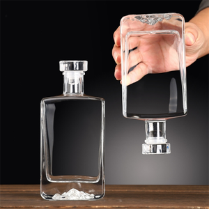 100ML 200ML 500ML Nordic Clear épaissi carré whisky Brandy liqueur thé plat <span class=keywords><strong>Voda</strong></span> bouteille en verre avec liège - Product Image 5