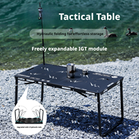 Table pliante tactique hydraulique IGT, moderne, en acier inoxydable, légère, portable, pour le camping en plein air, les pique-niques, le thé
