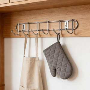 Stainless Steel Wall Mounted Coat Hooks Rectangle 10 Hangers Rust Resistant Minimalist Design For Home Kitchen Bathroom Storage - Product Image 1