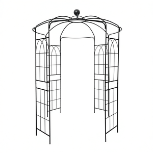 Arche de jardin en métal Db, 81,3'' de diamètre x 114,2'' de hauteur, forme cage à oiseaux, pergola en fer pour jardin, style classique, revêtement poudré noir - Product Image 1