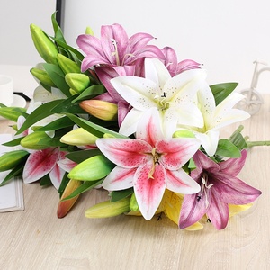 Flores Artificiales de Lirio de Tacto Real, 2 Cabezas, PVC Suave, Flor de Seda Sintética, para Ramo de Boda Boho, Centro de Mesa, Decoración del Hogar, <span class=keywords><strong>Rosa</strong></span> - Product Image 5