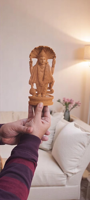 Statue de Vishnu en bois artisanale de 6 pouces, polie, style antique, figurine religieuse pour la décoration de la maison, du temple et les cadeaux