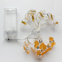 Guirlande lumineuse LED à piles en fil de cuivre, motif abeille, champignon, fleur, étanche pour extérieur, décoration de jardin, patio, fêtes