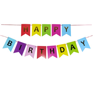 Party Supplies <strong>Happy</strong> <strong>Birthday</strong> Fish Tail Flag Bronzing <strong>Banner</strong> 12*17cm <strong>Birthday</strong> Pull Flag