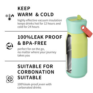 Botella de <span class=keywords><strong>Agua</strong></span> Aislada de Dos Tonos Houroffer de 400 ml, Termo de Acero Inoxidable con Tapa con Cierre para Niños y Adolescentes - Product Image 5