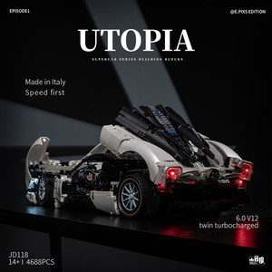 Utopia Supercar <b>Model</b> Building Blocks 1:8 JD118 Twin Turbocharged 6.0 V12 <b>Engine</b> Assembly Toy for Youth - Product Image 5