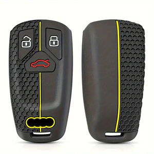 Housse de clé en silicone sport en nid d'abeille pour <span class=keywords><strong>Audi</strong></span> <span class=keywords><strong>A4</strong></span> A6 Q5 Q7 Q8 S-Line RS, étui pour clé intelligente avec protection de <span class=keywords><strong>coque</strong></span> à rayures de course - Product Image 5