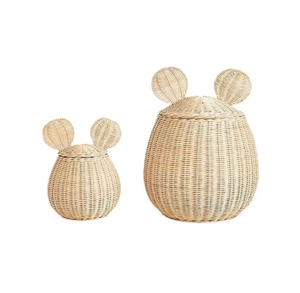 Cesta de Madera con Tapa, Ratán Natural, Forma de Ratón, Cesta de Almacenamiento Multifuncional de Grado Alimenticio, Hecha a Mano - Product Image 6