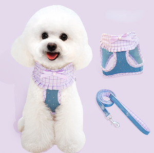 ชุดสายจูงสุนัขขนาดเล็กน้ำหนักเบา ปรับได้ ไม่รัดคอ สายรัดอกป้องกันการดึง สำหรับลูกสุนัขและสุนัขพันธุ์เล็ก - Product Image 1