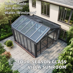 עיצוב סיני מודרני בסגנון סיני מזג זכוכית אלומיניום מלון וילה משולש שטוח גג חדר שמש לגינה חיצונית יפה - Product Image 6