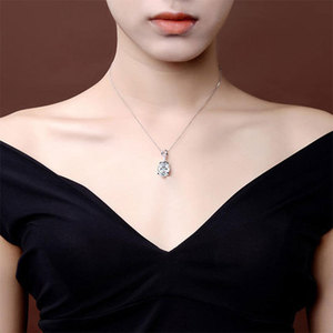 VVS <b>D</b> GRA 3 Carat Oval Cut Moissanite Solitaire Pendant diamond Copper 14K Gold Filled <b>Necklace</b> couples jewelry For Gift - Product Image 5