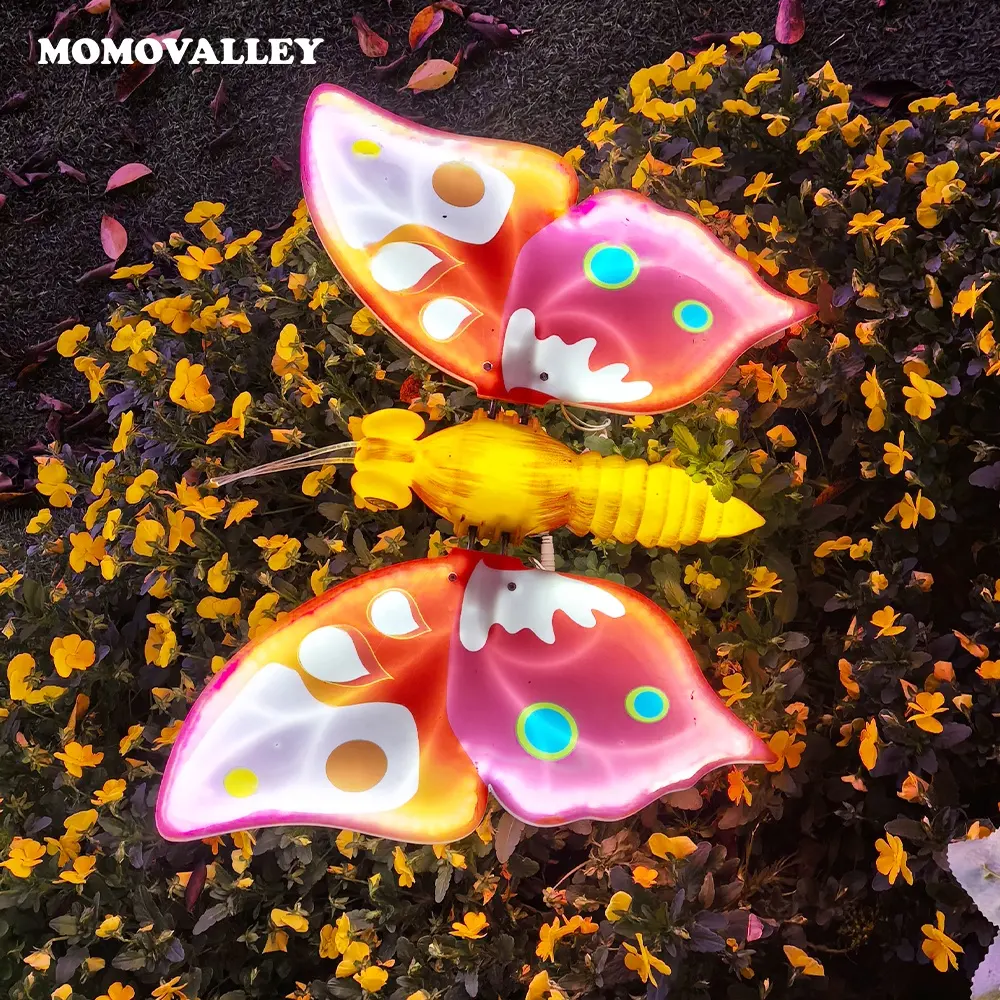 Momovalley, 47cm, parques de jardín de mariposas artificiales compactos, festival de verano con temática de insectos, paisaje mecánico gigante iluminado