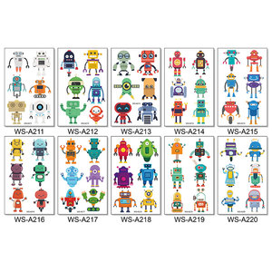 Pegatinas de <span class=keywords><strong>tatuaje</strong></span> de Robot de dibujos animados a prueba de sudor impermeables para niños, tatuajes faciales ecológicos para niños - Product Image 4