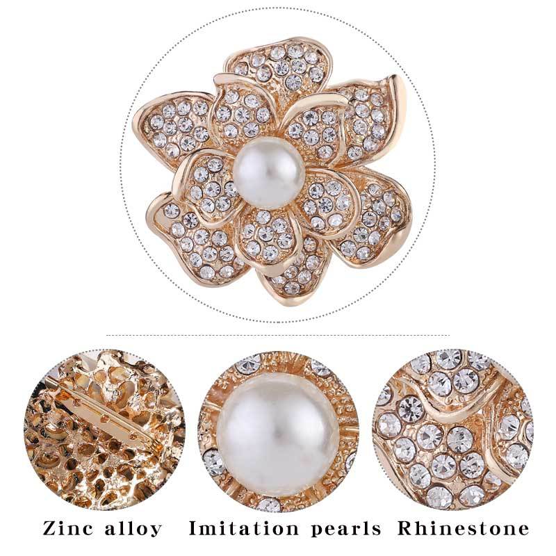 gold rhinestone flower brooches