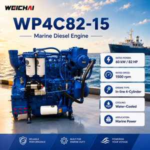 Moteur marin Weichai série WP4 WP4C82-15, 60 kW, 82 CV, 1500 tr/min, moteur diesel pour bateau, bateau de pêche <span class=keywords><strong>et</strong></span> utilisation auxiliaire marine - Product Image 1