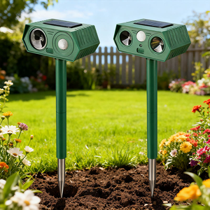 Nouveau répulsif solaire à ultrasons <span class=keywords><strong>et</strong></span> LED stroboscopique pour chats, chiens, oiseaux, rongeurs, serpents, sangliers - Dispositif de lutte antiparasitaire extérieur - Product Image 6
