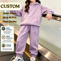 Ensemble de jogging à capuche en polaire épaisse pour enfants en bas âge, automne-hiver, survêtements décontractés pour enfants