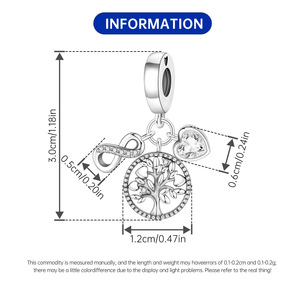 Original White Copper <b>Bead</b> <b>Bracelet</b> - DIY Heart Tree of Life Pendant Jewelry, Personalized Women's Jewelry - Product Image 3