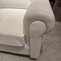 Conjunto de Sofá y Sillón de Madera Maciza, Estilo Clásico Minimalista, Diseño Retro Americano, Remaches Decorativos, Muebles Ecológicos para Villa Retro