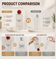 Bouteilles de savon liquide pour le corps en PET finition mate brillante avec bouchon à bille rouge, rechargeables, logo personnalisé, taille personnalisée, emballage cosmétique