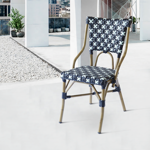 Bleu français <span class=keywords><strong>Paris</strong></span> extérieur café en osier aluminium salle à manger meubles jardin Restaurant rotin Bistro chaises - Product Image 1