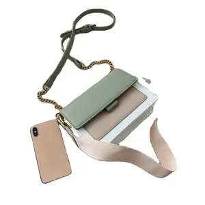 2020 новая дизайнерская маленькая сумка-мессенджер, модная сумка на цепочке, дамская сумочка контрастных цветов из искусственной кожи на одно плечо