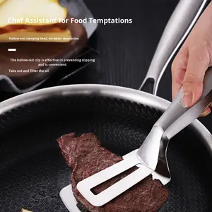 Spatule en acier inoxydable épaissie <span class=keywords><strong>de</strong></span> qualité alimentaire pour cuisine à usage domestique; pour Steak Barbecue Fish Oil-Draining-Premium Metal Tool - Product Image 2