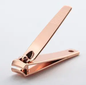 Juego barato dedo Rosa tijeras de manicura pedicura de borde recto corea del oro rosa clavo Clipper