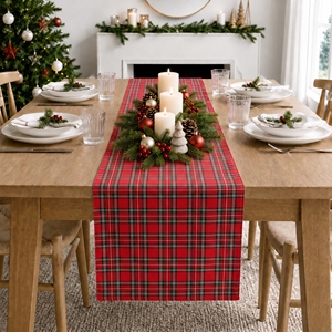 <span class=keywords><strong>Camino</strong></span> <span class=keywords><strong>de</strong></span> <span class=keywords><strong>Mesa</strong></span> Clásico con Diseño Tartán Rojo para Cena Navideña, Buffet Festivo, Decoración para Chimenea, Venta al Por Mayor - Product Image 1